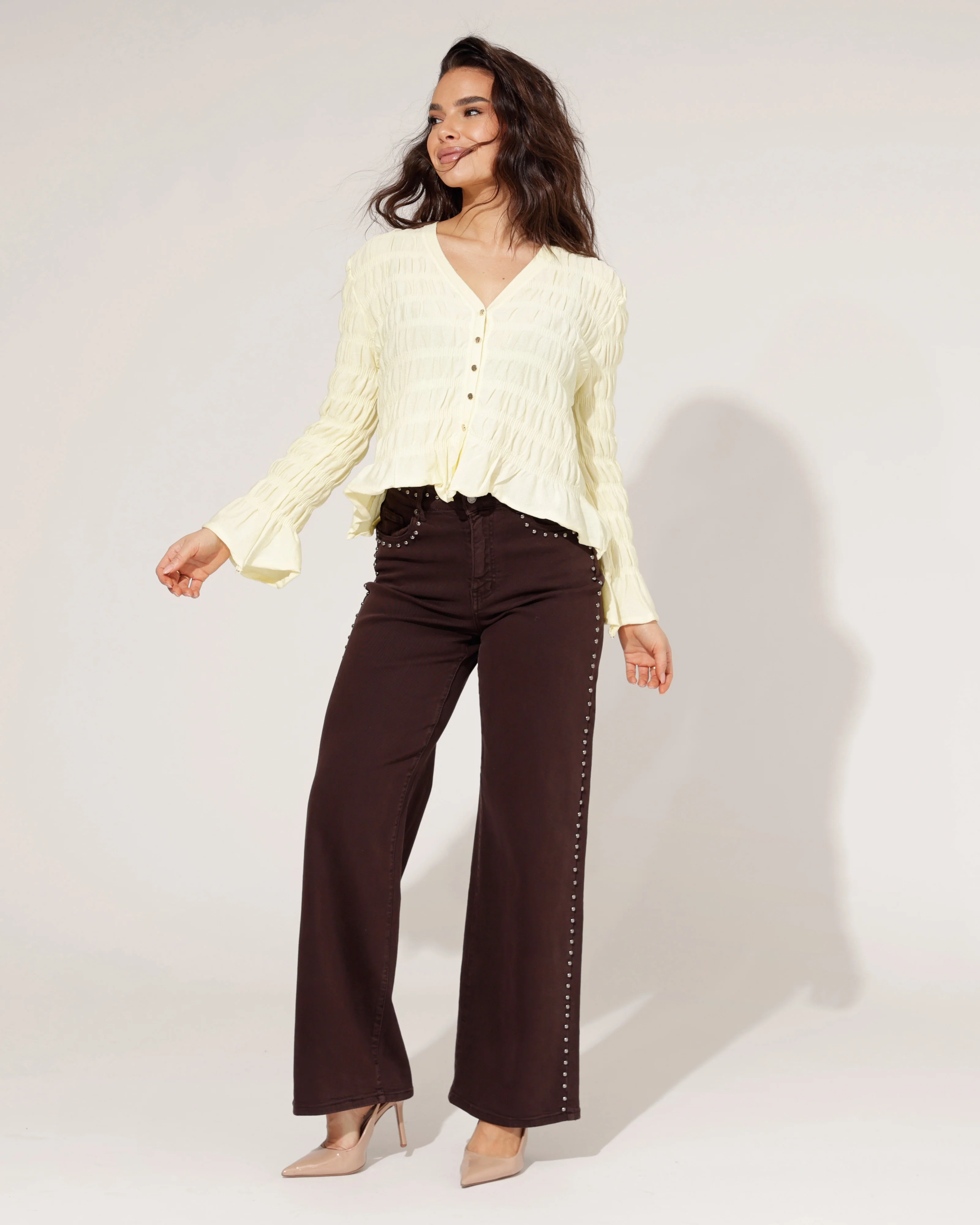 Laulia | Wide leg jeans Mae-4 Donkerbruin - Image 3