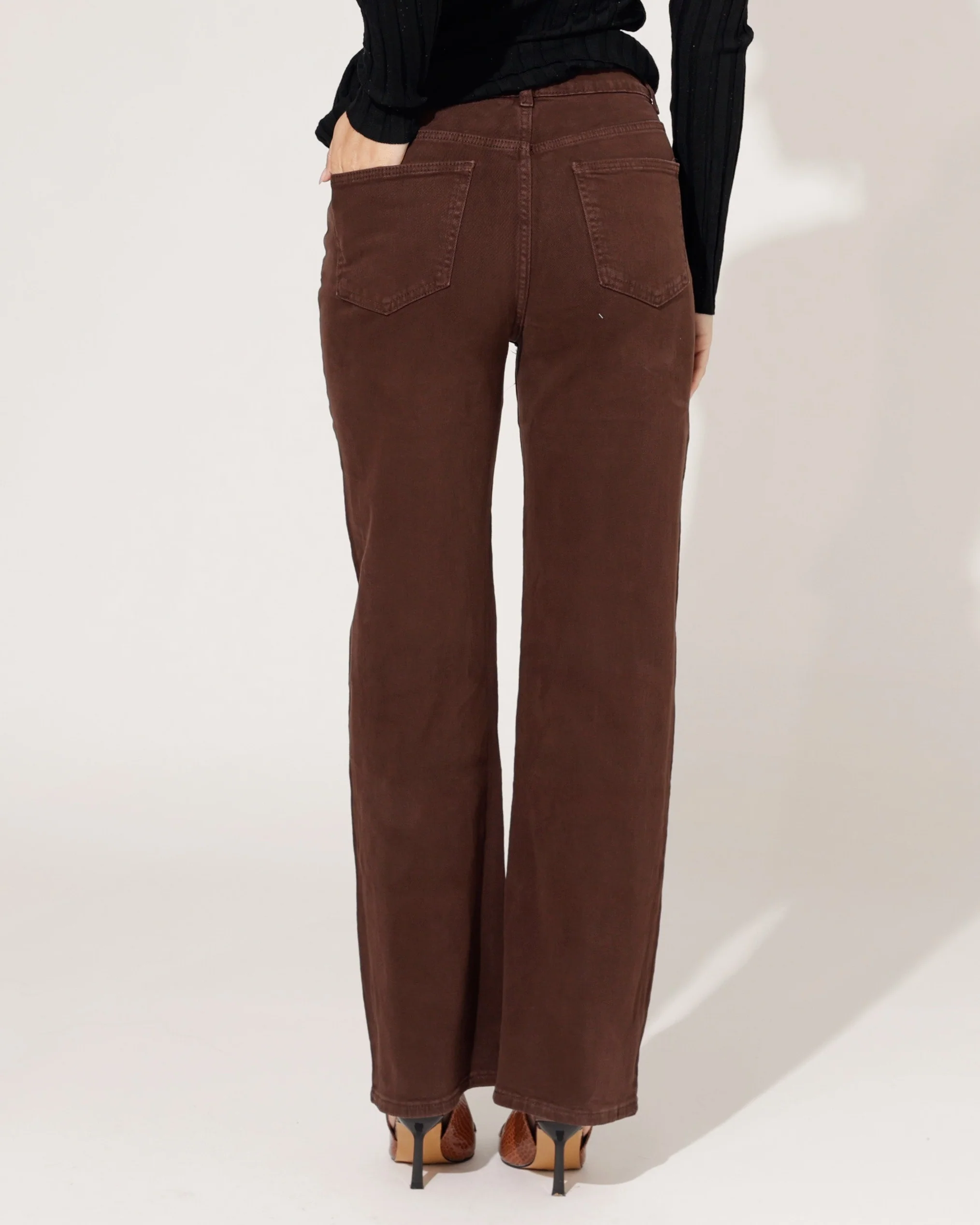 Norfy | Wide Leg Jeans Jolie-1-26 Donkerbruin - Image 3